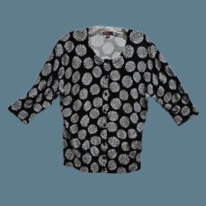 Merona Black/White 3/4 Sleeve Soft Knit Sweater - XXL